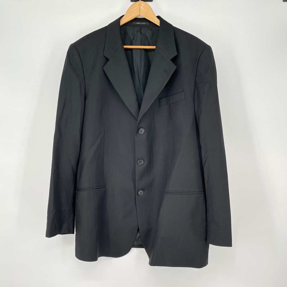 Emporio Armani Black Blazer Men's‎ Made In Italy Three Button Jacket Size 56R